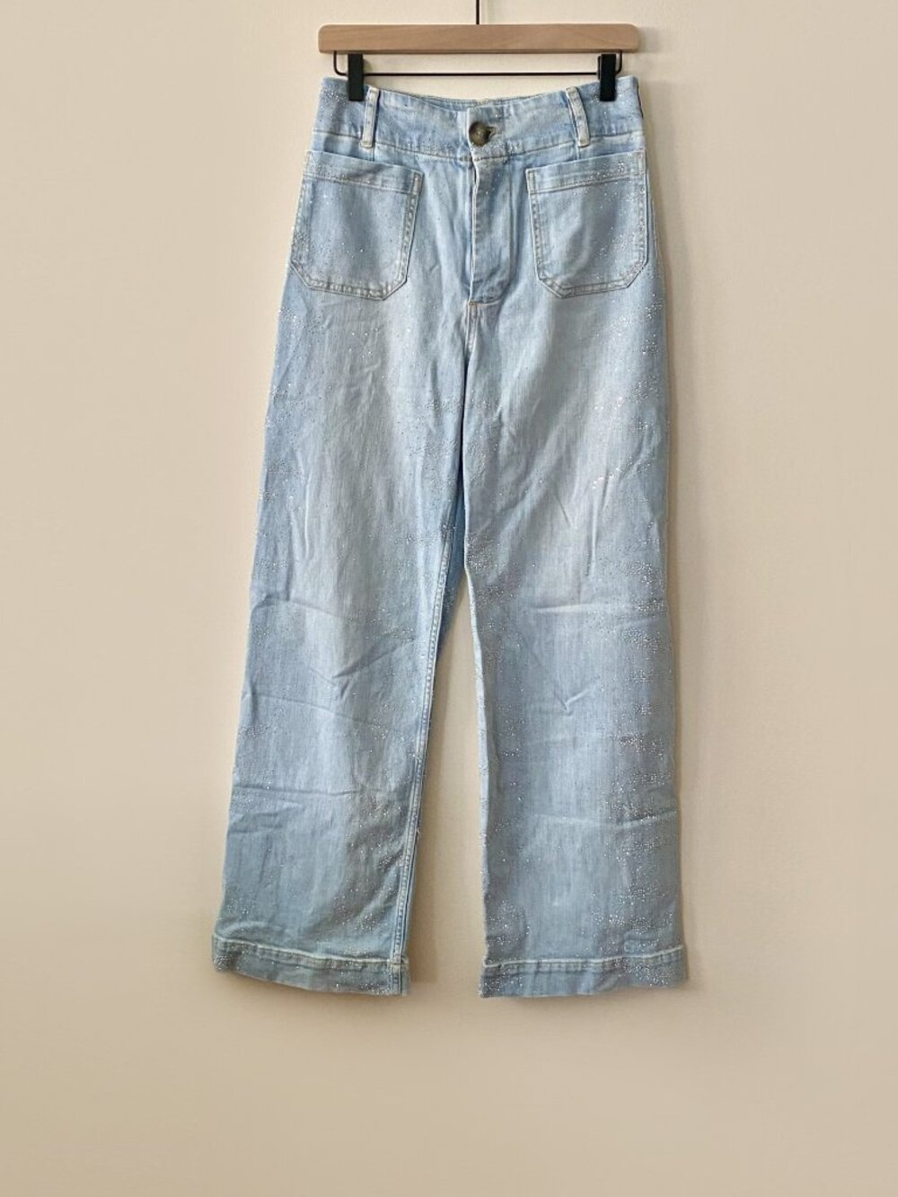 Maeve Colette Rhinestone High-Rise Wide-Leg Jeans NWOT - Picture 5 of 10